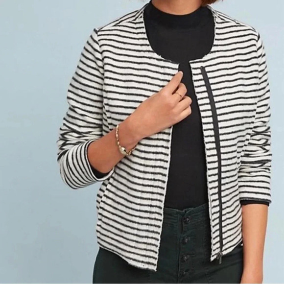 Dolan Anthropologie Left Coast Collection brushed fleece Striped Jacket Size M - Picture 2 of 10